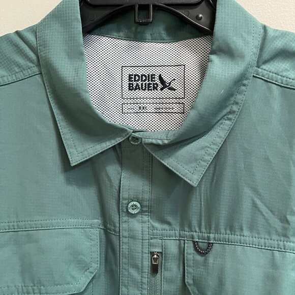 Eddie Bauer Green Mesh Vented Short Sleeve Shirt Men's Size XXL New with Tags - Picture 3 of 5